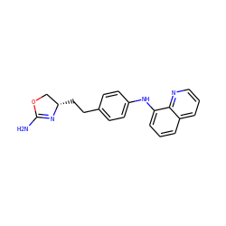 NC1=N[C@@H](CCc2ccc(Nc3cccc4cccnc34)cc2)CO1 ZINC000169701148
