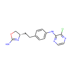 NC1=N[C@@H](CCc2ccc(Nc3nccnc3Cl)cc2)CO1 ZINC000139787937