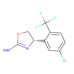 NC1=N[C@@H](c2cc(Cl)ccc2C(F)(F)F)CO1 ZINC000169698841