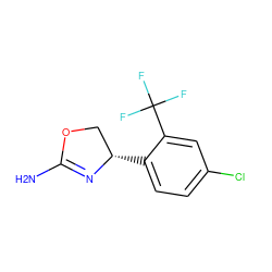 NC1=N[C@@H](c2ccc(Cl)cc2C(F)(F)F)CO1 ZINC000113977543