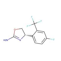 NC1=N[C@@H](c2ccc(F)cc2C(F)(F)F)CO1 ZINC000167670746