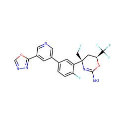 NC1=N[C@](CF)(c2cc(-c3cncc(-c4nnco4)c3)ccc2F)C[C@@H](C(F)(F)F)O1 ZINC000223561895