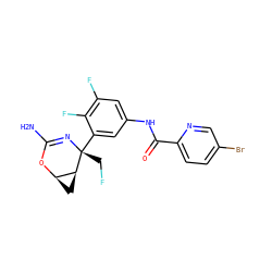 NC1=N[C@](CF)(c2cc(NC(=O)c3ccc(Br)cn3)cc(F)c2F)[C@H]2C[C@H]2O1 ZINC000226110423