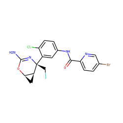 NC1=N[C@](CF)(c2cc(NC(=O)c3ccc(Br)cn3)ccc2Cl)[C@H]2C[C@H]2O1 ZINC000226069950