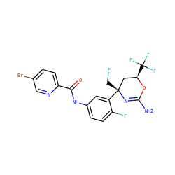 NC1=N[C@](CF)(c2cc(NC(=O)c3ccc(Br)cn3)ccc2F)C[C@@H](C(F)(F)F)O1 ZINC000221150606