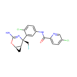 NC1=N[C@](CF)(c2cc(NC(=O)c3ccc(Cl)cn3)ccc2Cl)[C@H]2C[C@H]2O1 ZINC000226079878