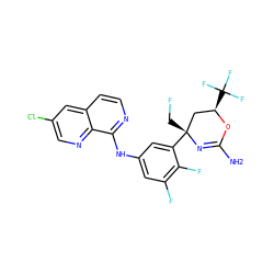 NC1=N[C@](CF)(c2cc(Nc3nccc4cc(Cl)cnc34)cc(F)c2F)C[C@@H](C(F)(F)F)O1 ZINC000223526225