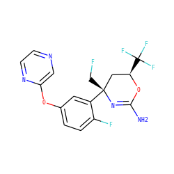 NC1=N[C@](CF)(c2cc(Oc3cnccn3)ccc2F)C[C@@H](C(F)(F)F)O1 ZINC000218663125