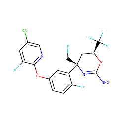 NC1=N[C@](CF)(c2cc(Oc3ncc(Cl)cc3F)ccc2F)C[C@@H](C(F)(F)F)O1 ZINC000223534934