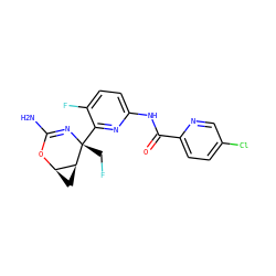 NC1=N[C@](CF)(c2nc(NC(=O)c3ccc(Cl)cn3)ccc2F)[C@H]2C[C@H]2O1 ZINC000226111127