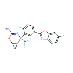 NC1=N[C@](c2cc(-c3nc4ccc(Cl)cc4o3)ccc2F)(C(F)F)[C@@H]2C[C@@H]2O1 ZINC000226075264