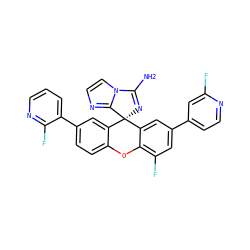 NC1=N[C@]2(c3cc(-c4cccnc4F)ccc3Oc3c(F)cc(-c4ccnc(F)c4)cc32)c2nccn21 ZINC000141992751