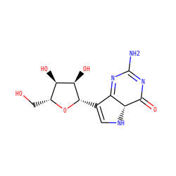 NC1=NC(=O)[C@@H]2NC=C([C@@H]3O[C@H](CO)[C@@H](O)[C@H]3O)C2=N1 ZINC000169325114