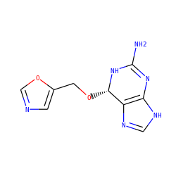 NC1=Nc2[nH]cnc2[C@H](OCc2cnco2)N1 ZINC000027616996