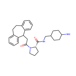 NC1CCC(CNC(=O)[C@@H]2CCCN2C(=O)CC2c3ccccc3CCc3ccccc32)CC1 ZINC000013766199