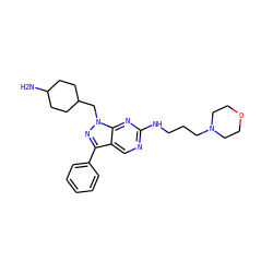 NC1CCC(Cn2nc(-c3ccccc3)c3cnc(NCCCN4CCOCC4)nc32)CC1 ZINC000084653522