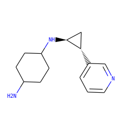 NC1CCC(N[C@H]2C[C@@H]2c2cccnc2)CC1 ZINC000149694688