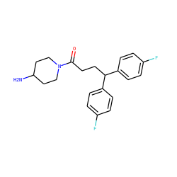 NC1CCN(C(=O)CCC(c2ccc(F)cc2)c2ccc(F)cc2)CC1 ZINC000013585484