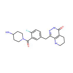 NC1CCN(C(=O)c2cc(Cc3n[nH]c(=O)c4c3NCCC4)ccc2F)CC1 ZINC000084687506