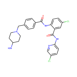 NC1CCN(Cc2ccc(C(=O)Nc3ccc(Cl)cc3C(=O)Nc3ccc(Cl)cn3)cc2)CC1 ZINC000028102418