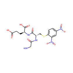 NCC(=O)N[C@@H](CSc1ccc([N+](=O)[O-])cc1[N+](=O)[O-])C(=O)N[C@@H](CCC(=O)O)C(=O)O ZINC000004776053
