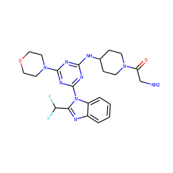 NCC(=O)N1CCC(Nc2nc(N3CCOCC3)nc(-n3c(C(F)F)nc4ccccc43)n2)CC1 ZINC001772657403
