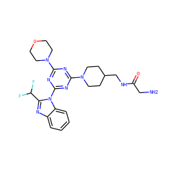 NCC(=O)NCC1CCN(c2nc(N3CCOCC3)nc(-n3c(C(F)F)nc4ccccc43)n2)CC1 ZINC001772641528