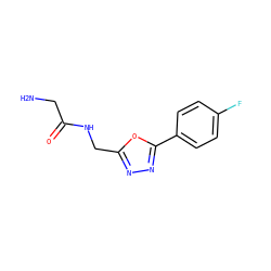 NCC(=O)NCc1nnc(-c2ccc(F)cc2)o1 ZINC001772615206
