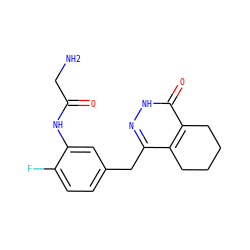 NCC(=O)Nc1cc(Cc2n[nH]c(=O)c3c2CCCC3)ccc1F ZINC000139592854
