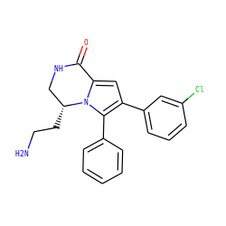 NCC[C@@H]1CNC(=O)c2cc(-c3cccc(Cl)c3)c(-c3ccccc3)n21 ZINC000207248825