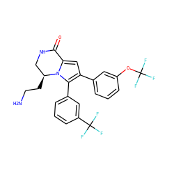 NCC[C@H]1CNC(=O)c2cc(-c3cccc(OC(F)(F)F)c3)c(-c3cccc(C(F)(F)F)c3)n21 ZINC000207234776