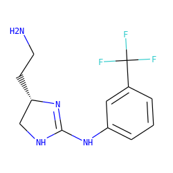 NCC[C@H]1CNC(Nc2cccc(C(F)(F)F)c2)=N1 ZINC000066166793