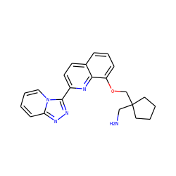 NCC1(COc2cccc3ccc(-c4nnc5ccccn45)nc23)CCCC1 ZINC000096175119