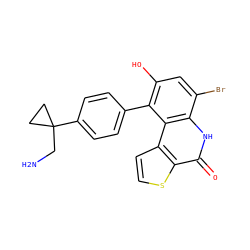 NCC1(c2ccc(-c3c(O)cc(Br)c4[nH]c(=O)c5sccc5c34)cc2)CC1 ZINC000165496809