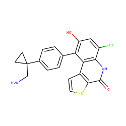 NCC1(c2ccc(-c3c(O)cc(Cl)c4[nH]c(=O)c5sccc5c34)cc2)CC1 ZINC000165160783