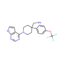 NCC1(c2ccc(OC(F)(F)F)cc2)CCN(c2ncnc3[nH]ccc23)CC1 ZINC000089223290