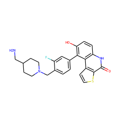 NCC1CCN(Cc2ccc(-c3c(O)ccc4[nH]c(=O)c5sccc5c34)cc2F)CC1 ZINC000166363392