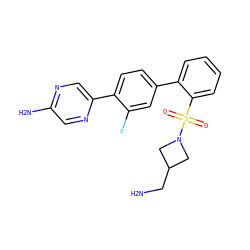 NCC1CN(S(=O)(=O)c2ccccc2-c2ccc(-c3cnc(N)cn3)c(F)c2)C1 ZINC000224789698