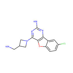NCC1CN(c2nc(N)nc3c2oc2ccc(Cl)cc23)C1 ZINC000073170187