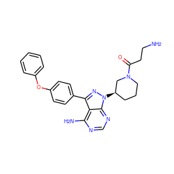 NCCC(=O)N1CCC[C@@H](n2nc(-c3ccc(Oc4ccccc4)cc3)c3c(N)ncnc32)C1 ZINC000653785914