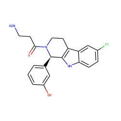 NCCC(=O)N1CCc2c([nH]c3ccc(Cl)cc23)[C@H]1c1cccc(O)c1 ZINC000045388967