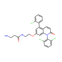 NCCC(=O)NCCOc1cc(-c2ccccc2Cl)c2ccc(=O)n(-c3c(Cl)cccc3Cl)c2c1 ZINC000029125345