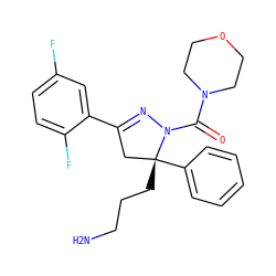 NCCC[C@@]1(c2ccccc2)CC(c2cc(F)ccc2F)=NN1C(=O)N1CCOCC1 ZINC000036184689