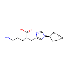 NCCC[C@@H](Cc1cn([C@H]2C[C@@H]3C[C@@H]3C2)cn1)C(=O)O ZINC000169698748