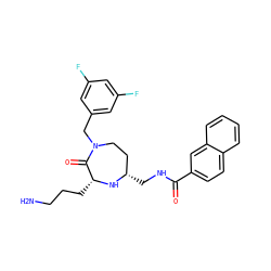 NCCC[C@H]1N[C@@H](CNC(=O)c2ccc3ccccc3c2)CCN(Cc2cc(F)cc(F)c2)C1=O ZINC000206904986