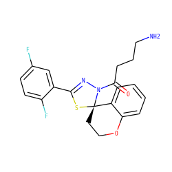 NCCCC(=O)N1N=C(c2cc(F)ccc2F)S[C@]12CCOc1ccccc12 ZINC000043204885