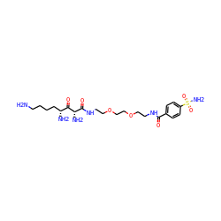 NCCCC[C@@H](N)C(=O)[C@@H](N)C(=O)NCCOCCOCCNC(=O)c1ccc(S(N)(=O)=O)cc1 ZINC000034718009
