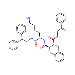 NCCCC[C@@H](NC(=O)[C@@H]1Cc2ccccc2CN1C(=O)CCC(=O)c1ccccc1)C(=O)NCC(c1ccccc1)c1ccccc1 ZINC000215551666