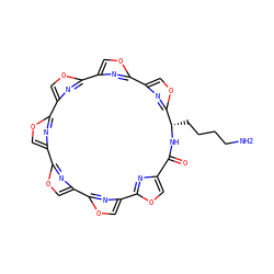 NCCCC[C@@H]1NC(=O)c2coc(n2)-c2coc(n2)-c2coc(n2)-c2coc(n2)-c2coc(n2)-c2coc(n2)-c2coc1n2 ZINC000142034401