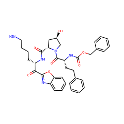 NCCCC[C@H](NC(=O)[C@@H]1C[C@@H](O)CN1C(=O)[C@@H](CCc1ccccc1)NC(=O)OCc1ccccc1)C(=O)c1nc2ccccc2o1 ZINC000049898547